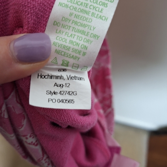 Lilly Pulitzer Girls Pink High Waisted Leggings with Floral Waistband Medium - Picture 7 of 8